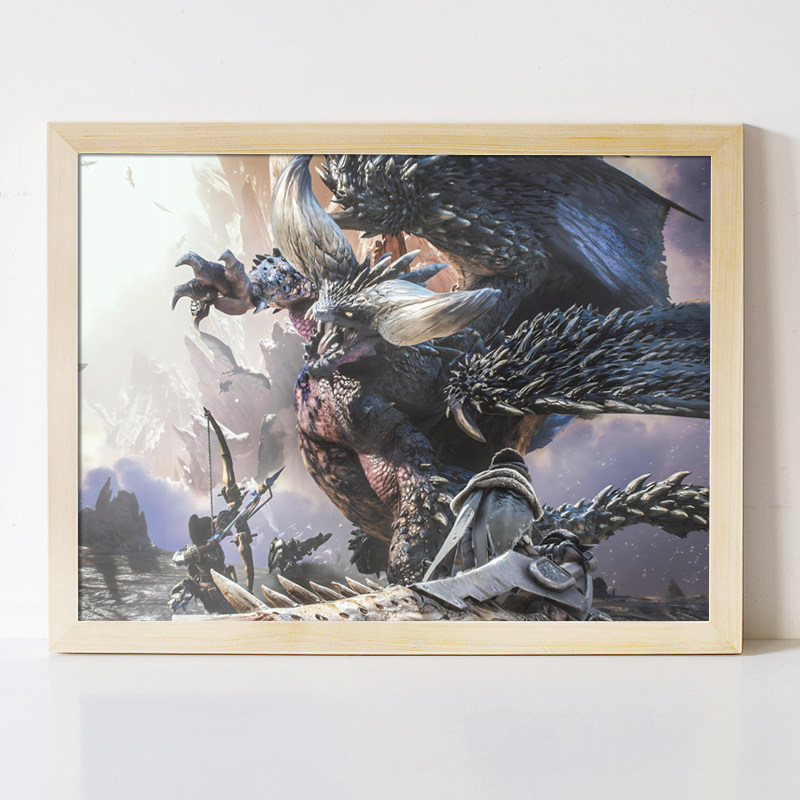 怪物猎人世界崛起 冰原曙光 荒野艾露猫20周年 黑龙 周边海报挂画