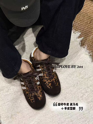 断码特惠VIPLOVE真皮豹纹德训鞋女鞋206春季新款休闲鞋板鞋女鞋