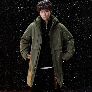 中长款羽绒棉服男加肥加大保暖棉衣冬装棉袄连帽加厚大码长款外套