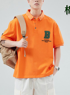 夏季纯棉男生polo衫痞帅风短袖翻领t恤大码宽松百搭休闲新款上衣