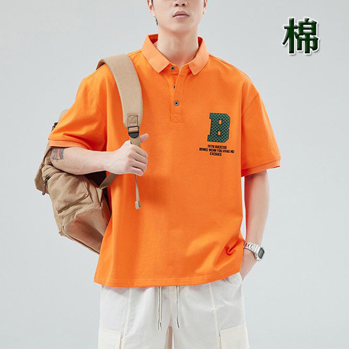 加肥加大短袖翻领夏季港风印花