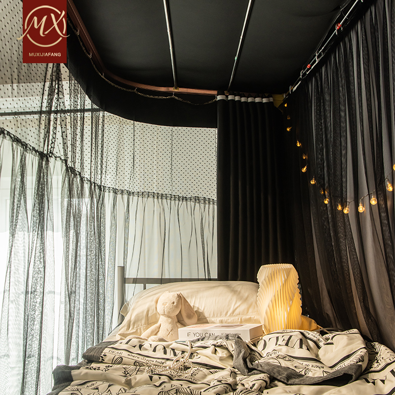 宿舍波点纱强遮光床帘