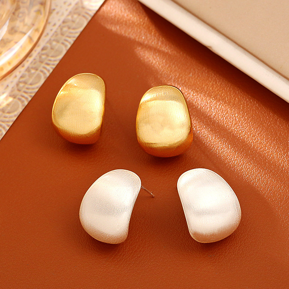 S925银针拉丝哑光C圈耳钉简约时尚高级感金属风耳饰INS冷淡风饰品