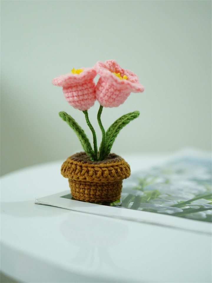 POTTED FLORETS DIY MATERIAL PACKAGE HANDMADE CROCHET WOOL TO MAKE SUNFLOWER ROSE MINI CAR ORNAMENTS