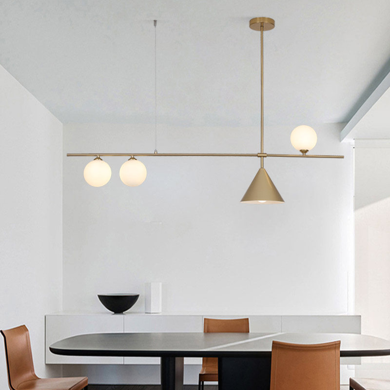 北欧极简饭厅吊灯现代简约创意三头灯具轻奢饭厅灯长条餐桌吧台灯