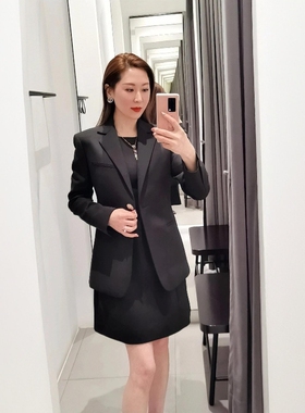 Theory羊毛混纺单粒扣平驳领收腰西装外套N0805127