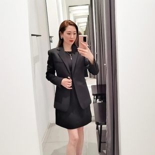 Theory羊毛混纺单粒扣平驳领收腰西装外套N0805127