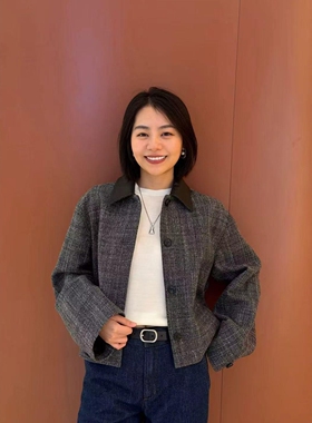 THEORY羊毛混纺翻领箱型夹克 P1101102短外套女