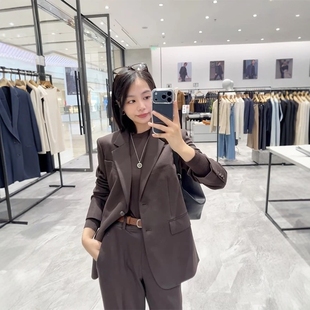 THEORY羊毛混纺两粒扣西装女长袖修身通勤职场外套P0801105