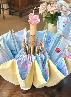 Rosy高颜值彩胶太阳伞晴雨两用防晒防紫外线加大抗风雨伞折叠遮阳