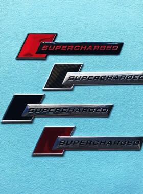 适用于奥迪车贴 机械增压车标supercharged金属铭牌装饰贴 铝贴标