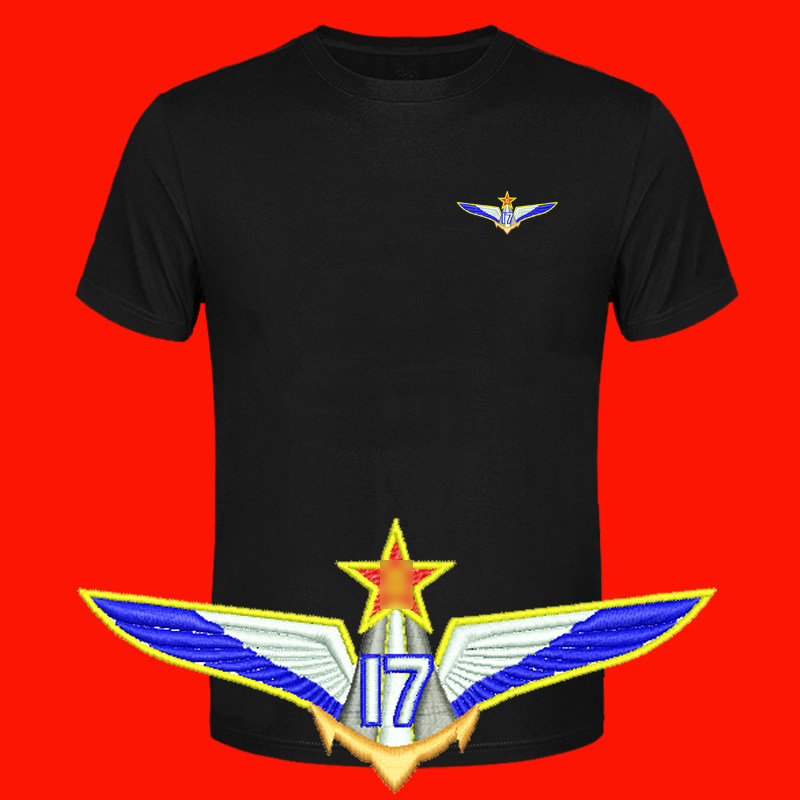 定制刺绣中国海军航母山东舰辽宁舰飞行员纯棉圆领短袖t恤男