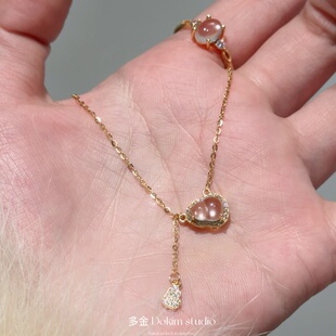 月光盈盈S925银天然水沫玉葫芦项链高冰透新中式玉葫芦首饰锁骨链