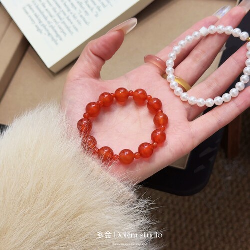 许妍妈咪同款天然红玛瑙手串女单圈双圈超显白本命年送礼闺蜜礼物