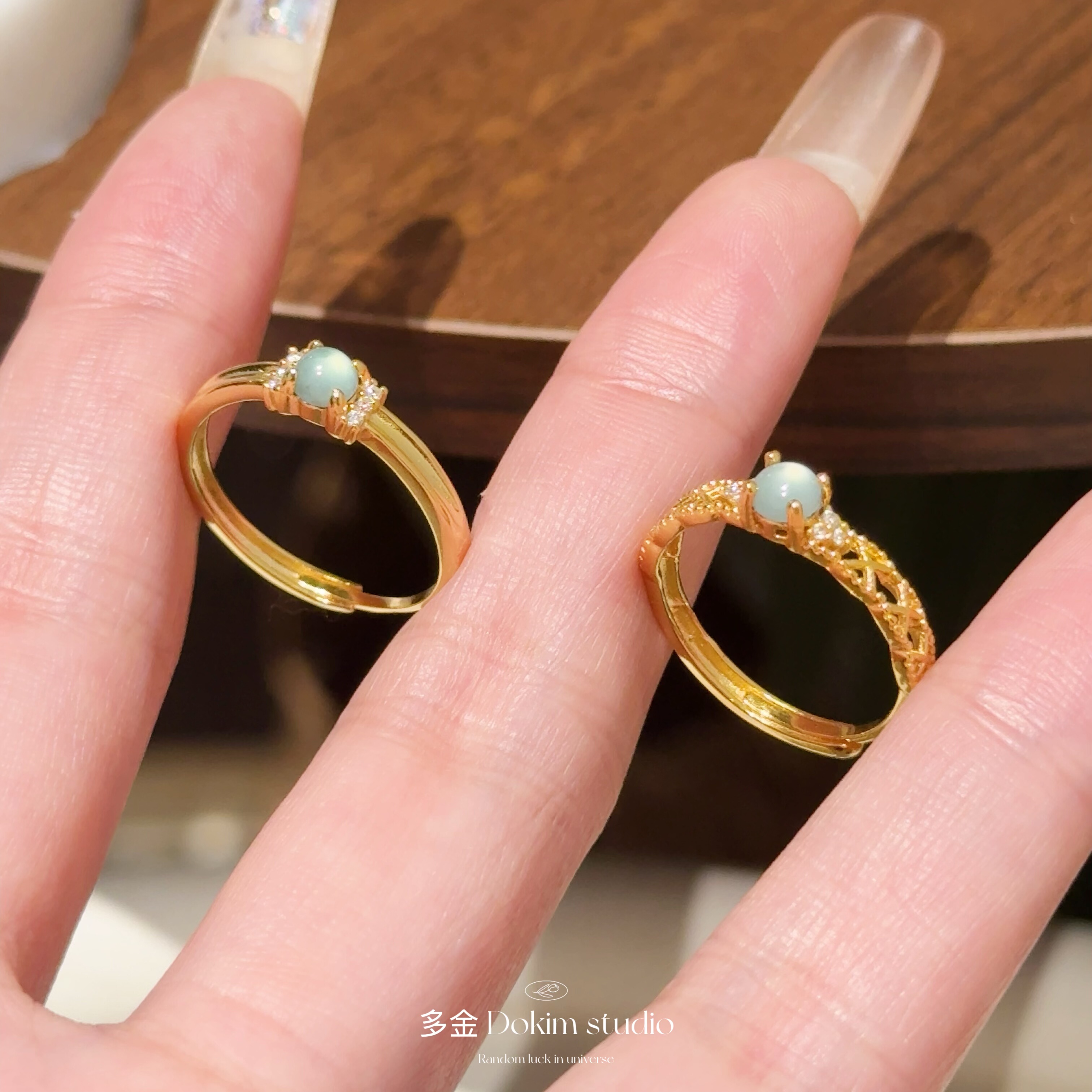 玉露金枝S925纯银天然A货翡翠戒指新中式显白珠宝感玉石送礼首饰