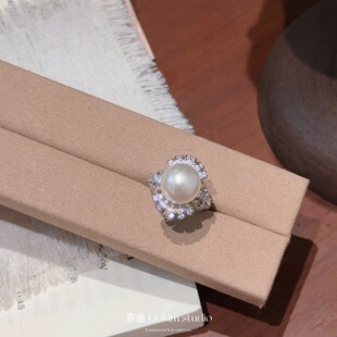 人造澳白大点位花簇珍珠戒指气质简约时尚珠宝感首饰贵气送礼手饰