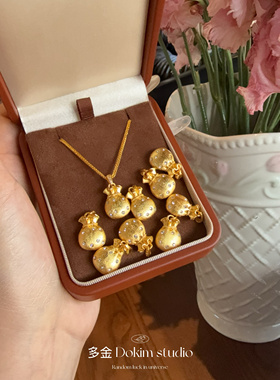 【古法金系列】镀24k金福气钱袋吊坠项链韦雪同款拉丝工艺新中式