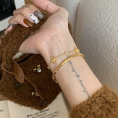 古法黄金光面蛇镯开口复古百搭气质叠戴金色蛇纹手镯新中式 首饰