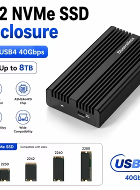 M.2 NVMe SSD Enclosure USB4 40Gbps Type-C External SSD Case