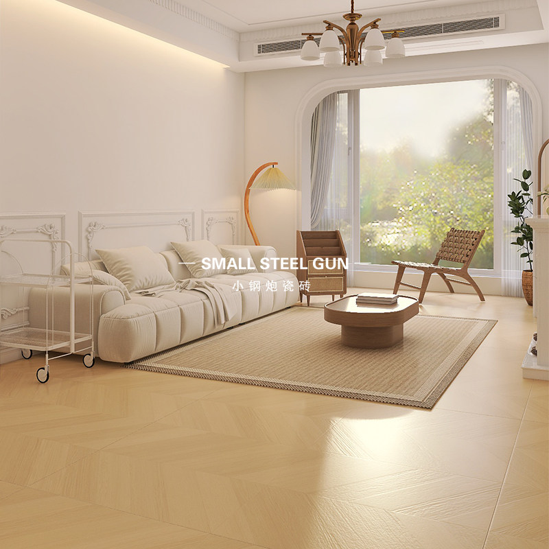 法式原木800天鹅绒柔光鱼骨木纹地板瓷砖 客餐厅卧室厨房防滑地砖