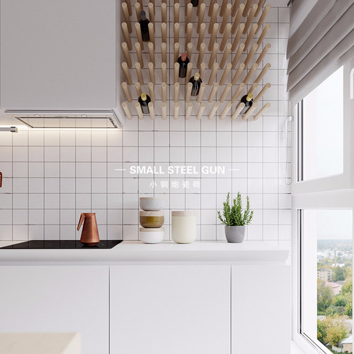 黑白哑光小方砖300x300全瓷瓷砖 九宫格马赛克瓷砖小白砖厨卫墙砖 - 封面