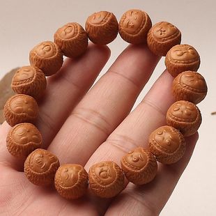 天然趣味猴头桃核雕刻labubu可爱卡通人物拉布布文玩手串小核桃男