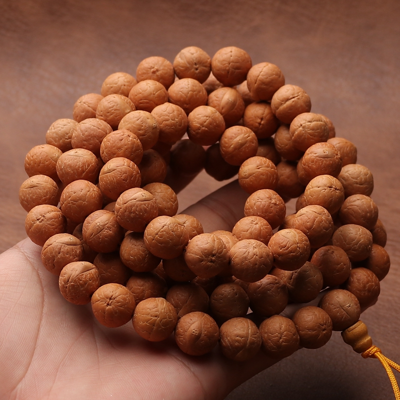 尼泊尔 红皮凤眼手串佛珠108颗龙眼菩提子原籽文玩手持项链脖挂男