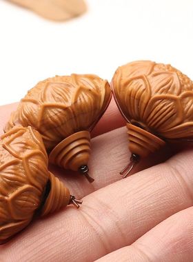 橄榄核莲花三通佛头搭配diy哪吒莲花文玩手串星月菩提核雕配件女