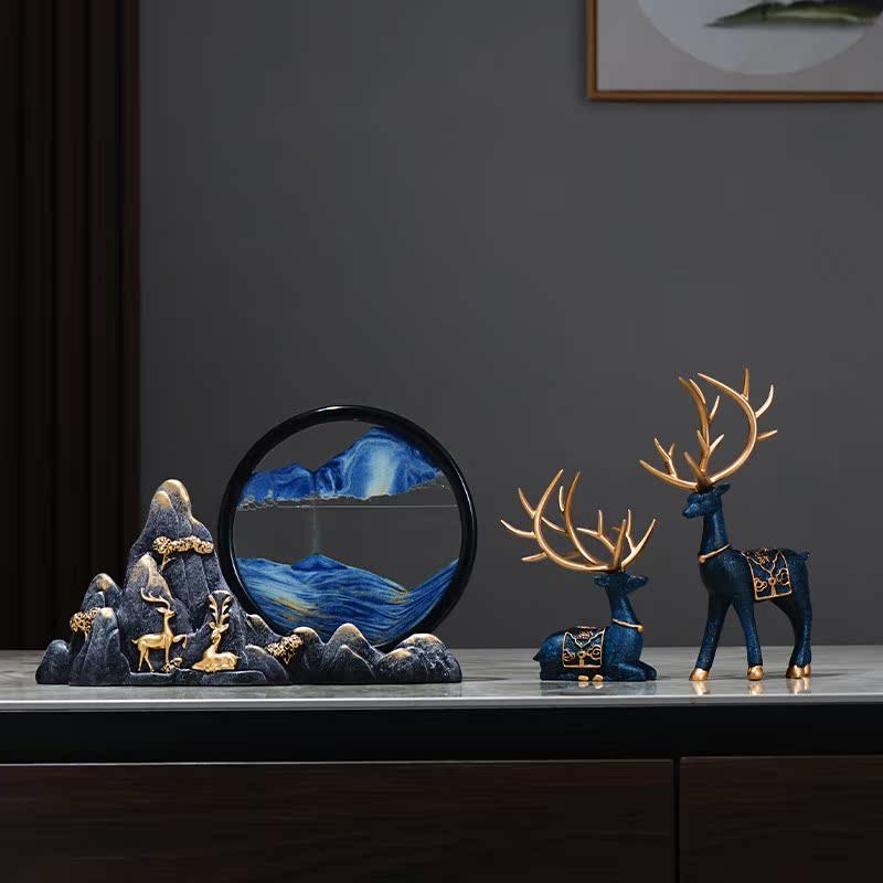 流沙画创意沙漏轻奢高档新中式摆件酒柜电视柜客厅办公桌装饰摆件,家居饰品,桌面摆件,淘宝优惠券,粉丝福利购,淘宝优惠卷