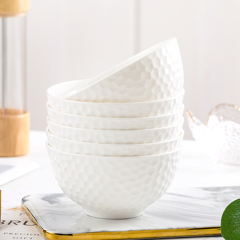 纯白骨瓷碗单个家用饭碗大小号白色瓷釉下彩餐具碗碟盘子陶瓷面碗