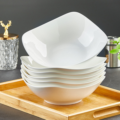 陶瓷大号四角碗盘家用菜碗小菜凉菜碗盘水果沙拉碗日式翘脚方碗盘