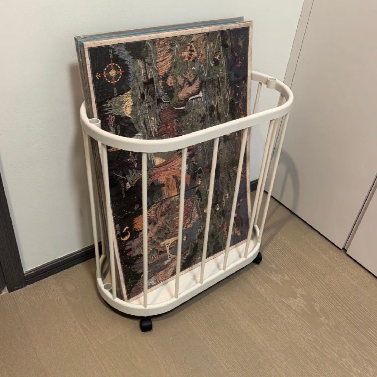 拼图成品小推车收纳筐卡片海报收藏神器可移动多功能置物架大号