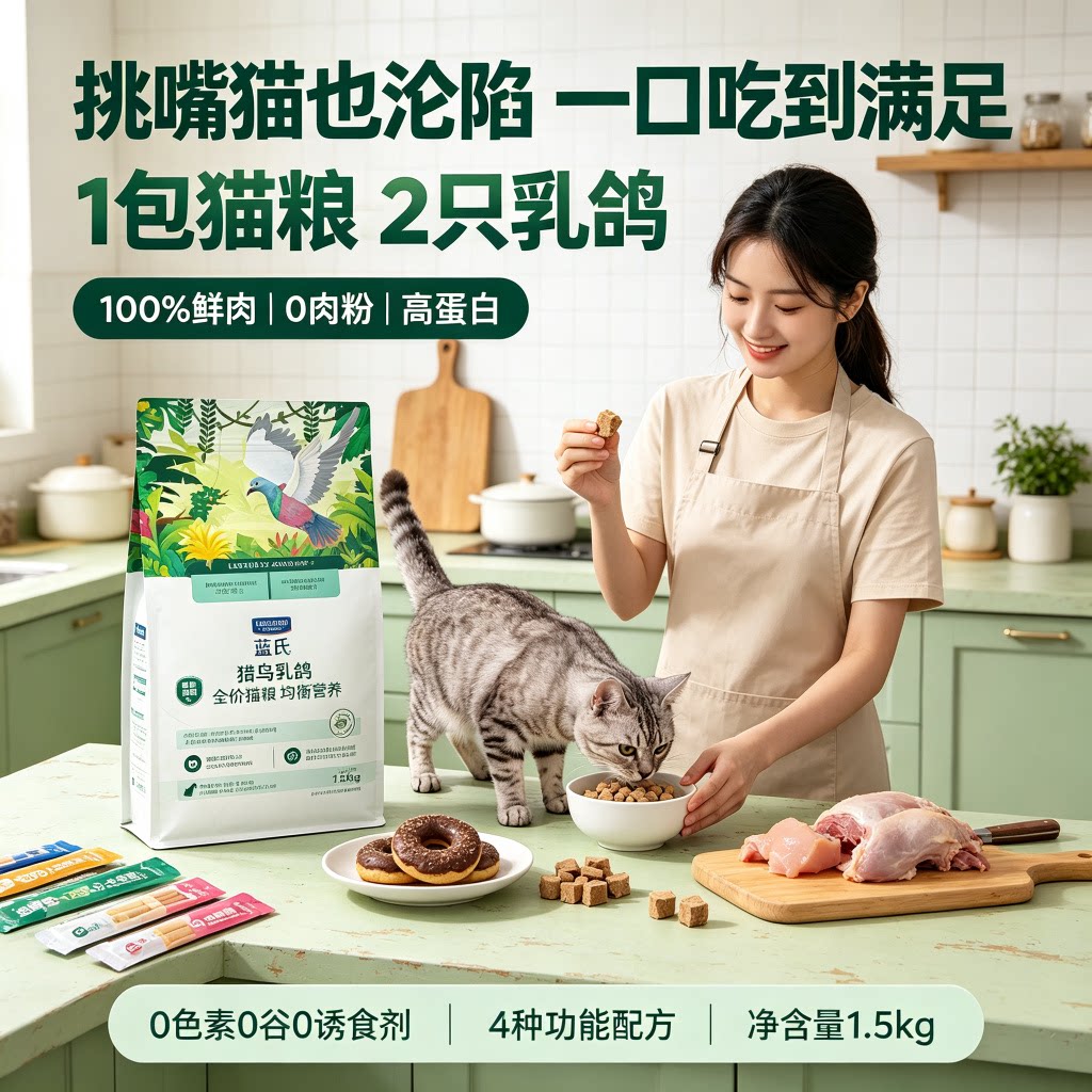 蓝氏猫粮猎鸟乳鸽大品牌猫粮营养健康美毛减肥全猫种成猫幼猫10kg