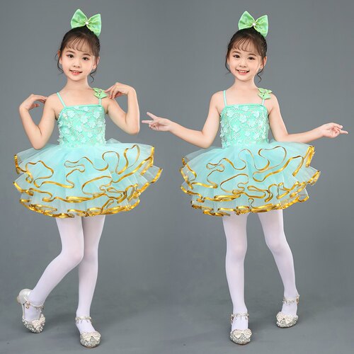 六一儿童蓬蓬裙演出服亮片纱裙女童公主裙幼儿园舞蹈芭蕾舞表演服
