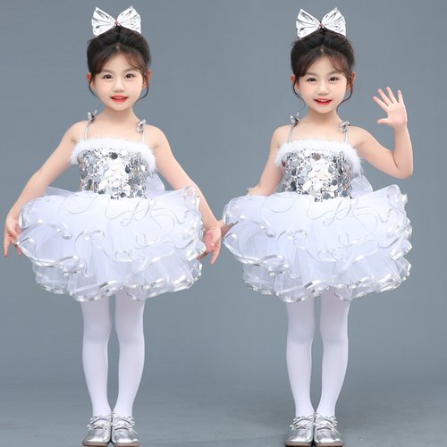 六一儿童蓬蓬裙演出服女童亮片幼儿园可爱公主纱裙舞蹈芭蕾表演服