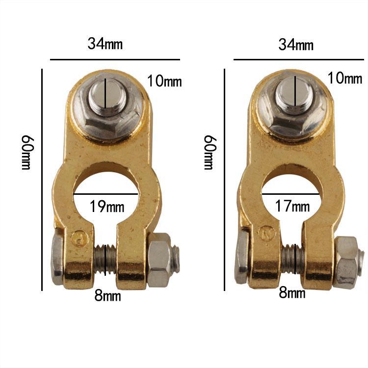 电瓶接线柱桩头卡子纯铜加厚汽车蓄电池电瓶端子夹头电瓶柱夹子