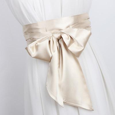 高级感纯色宽丝巾腰带