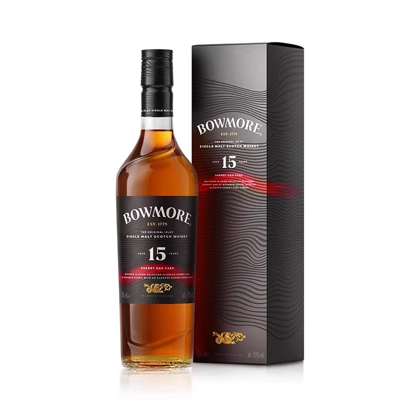 波摩15年雪莉桶版单一麦芽威士忌BOWMORE15YO达克斯进口洋酒