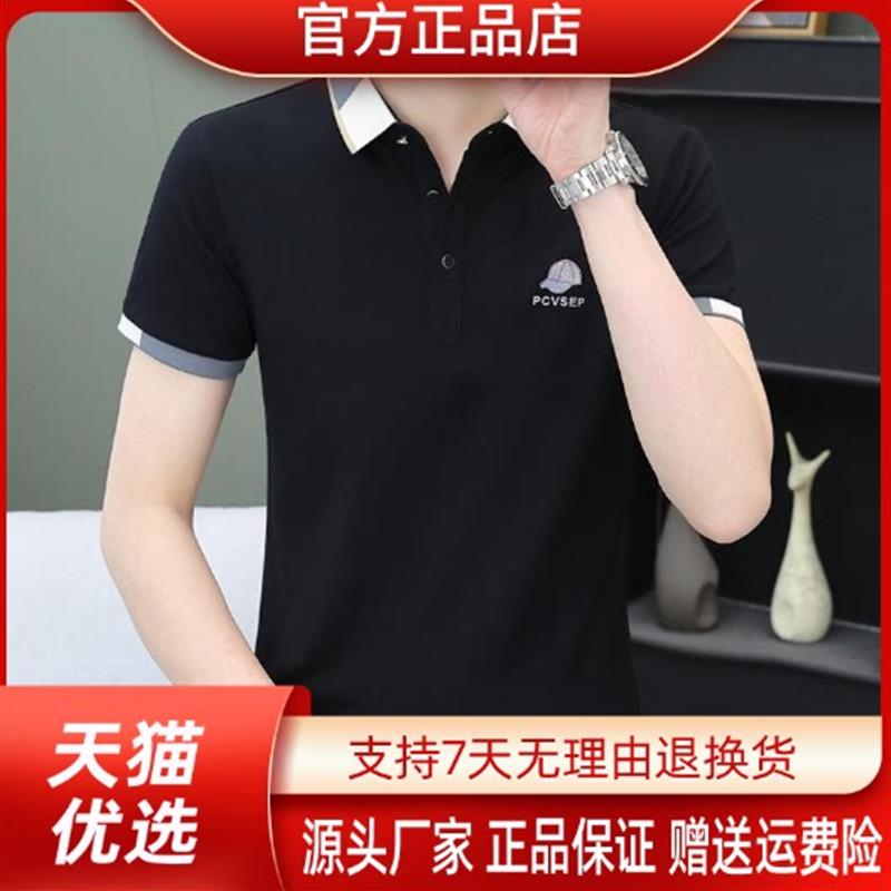 几禾轻奢夏季短袖恤男士翻领宽松男装青年刺绣薄款POLO衫潮流休闲