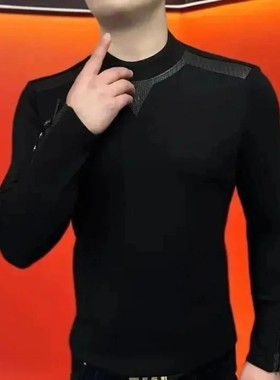 LuxeHave轻奢r黑甲战p士秋C冬卫衣修F身商务休闲长袖E时尚潮流加