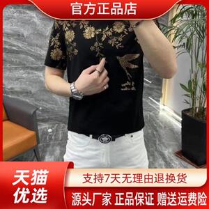 英菲尔尚品专柜品质短袖T恤男夏季新款时尚烫钻圆领半袖休闲男装
