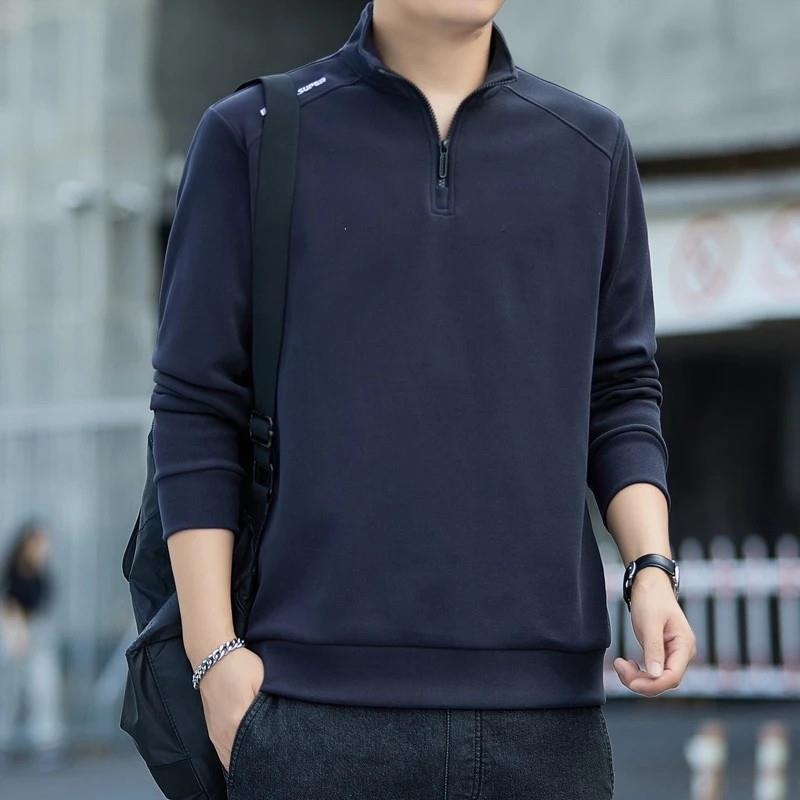 东霖甄选百货德绒保暖半拉链卫衣男秋立s领上衣外套长袖加绒打底