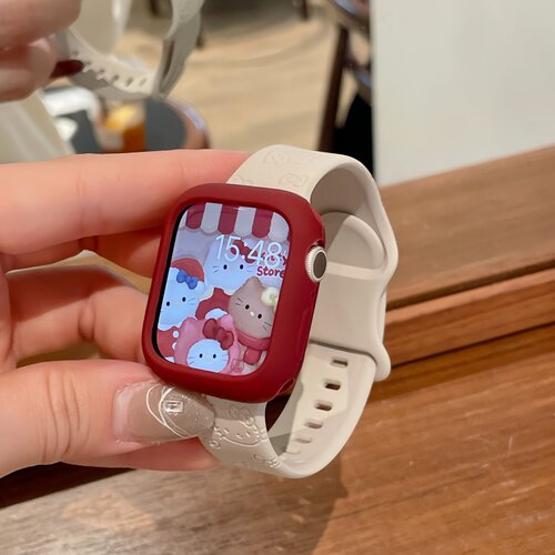 KT凯蒂猫印花硅胶蝴蝶扣表带适用applewatch11苹果手表S10iwatch9 - 封面