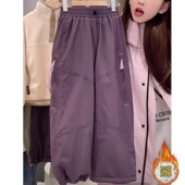 女童2026新加绒加厚裤 儿童宽松阔腿裤 子秋冬款 女中大童摇粒绒冬季