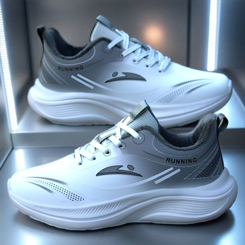 【超轻】皮面防水秋冬季加绒跑步鞋软底防滑青少年学生休闲运动鞋