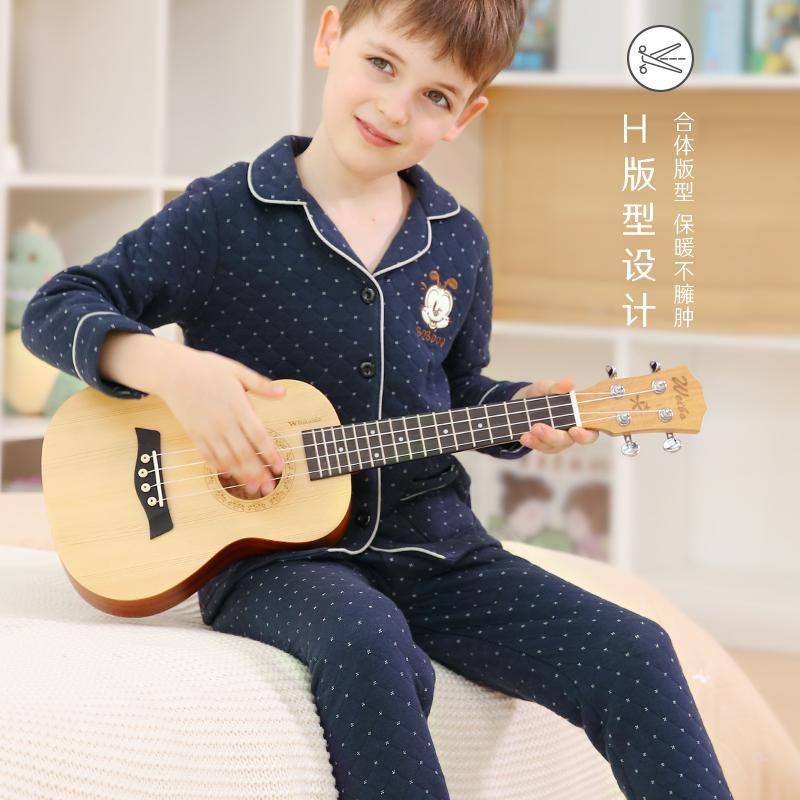 男童翻领家居服，舒适柔软保暖
