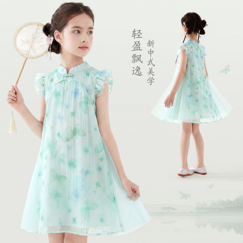 小女孩夏季国风裙子，舒适柔软
