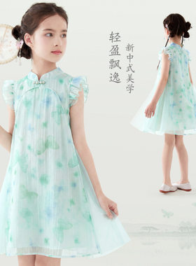小女孩夏季国风裙子，舒适柔软