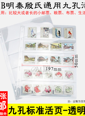 PCCB殷氏通用直插式九孔活页内页透明单面5行邮票收藏册活页