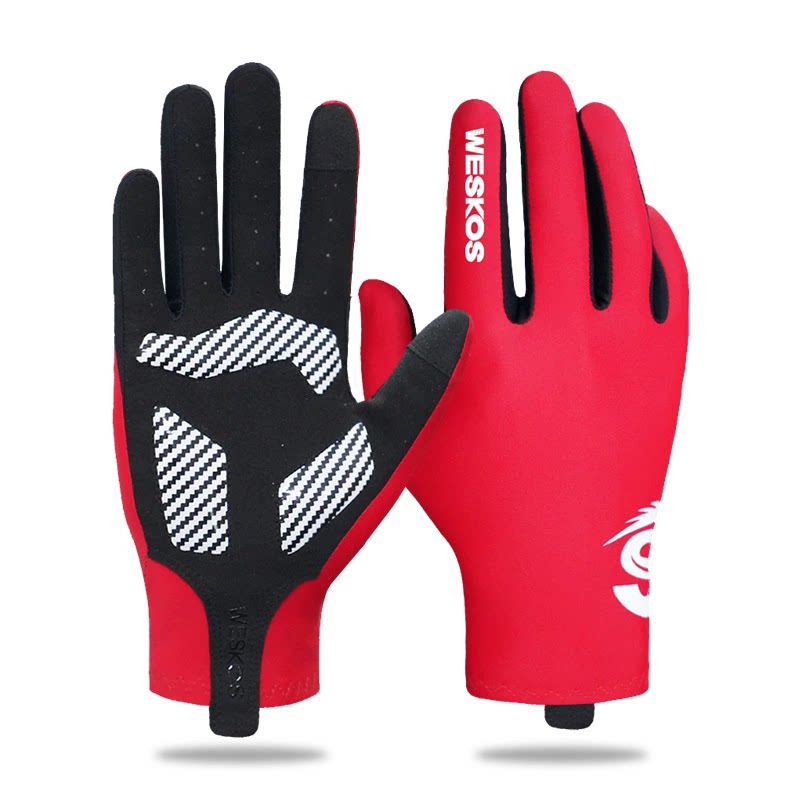 骑行手套全指触屏男女夏季薄款透气防滑减震自行车山地车单车专用